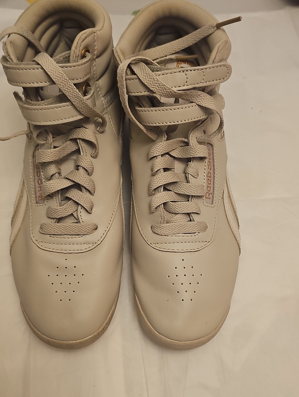 Reebok Freestyle Cardi B Hi High Top Sneakers Beige